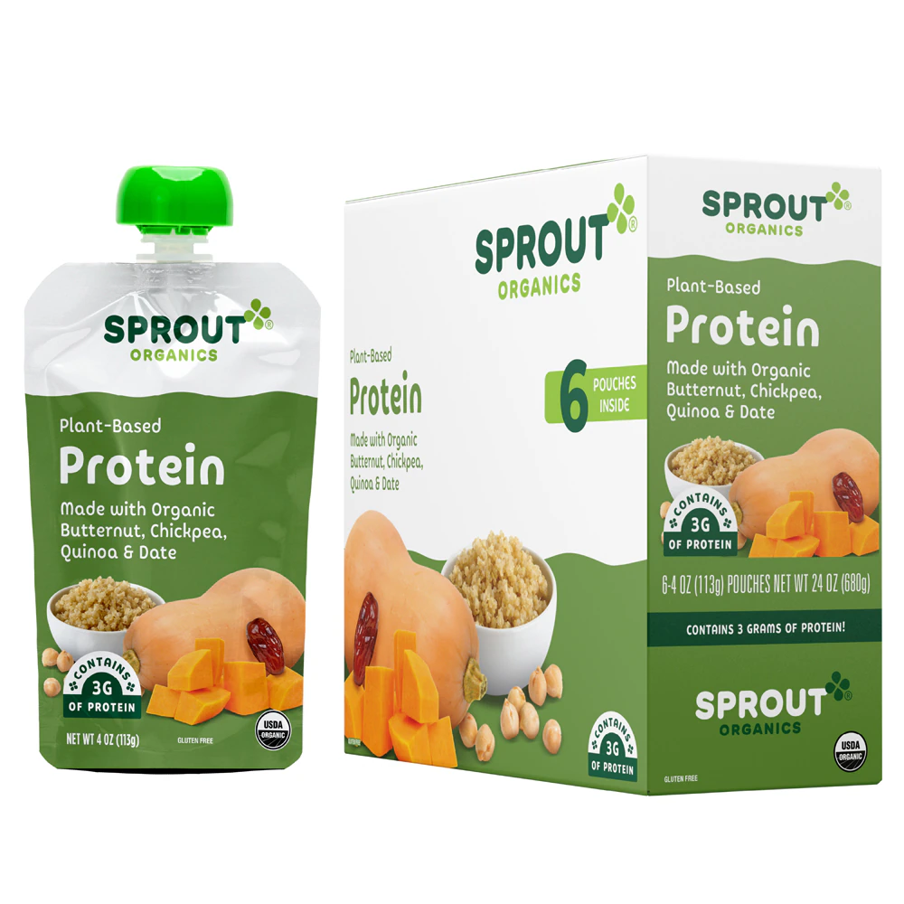Sprout Organics Protein 8+ Months Butternut Chickpea Quinoa & Dates -- 6 Pouches