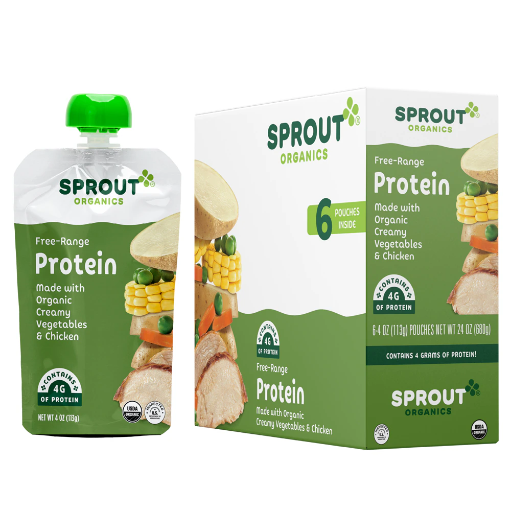 Sprout Organics Protein 8+ Months Creamy Vegtables & Chicken -- 6 Pouches