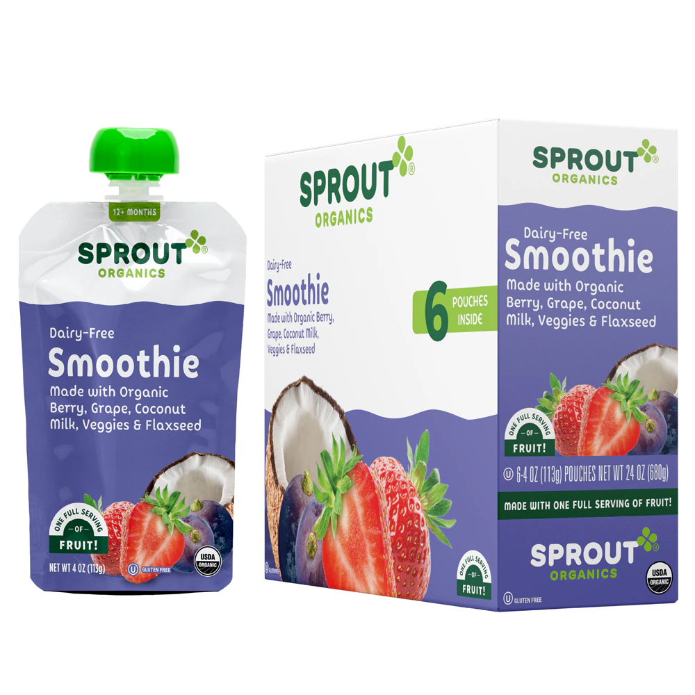 Sprout Organics Smoothie12+ Months Berry Grape Coconut Milk -- 6 Pouches