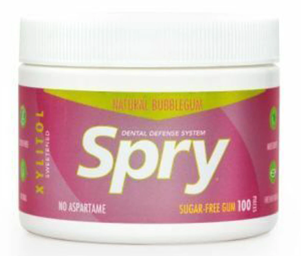 Spry Dental Defense Sugar-Free Gum with Xylitol Natural Bubble Gum -- 100 Pieces