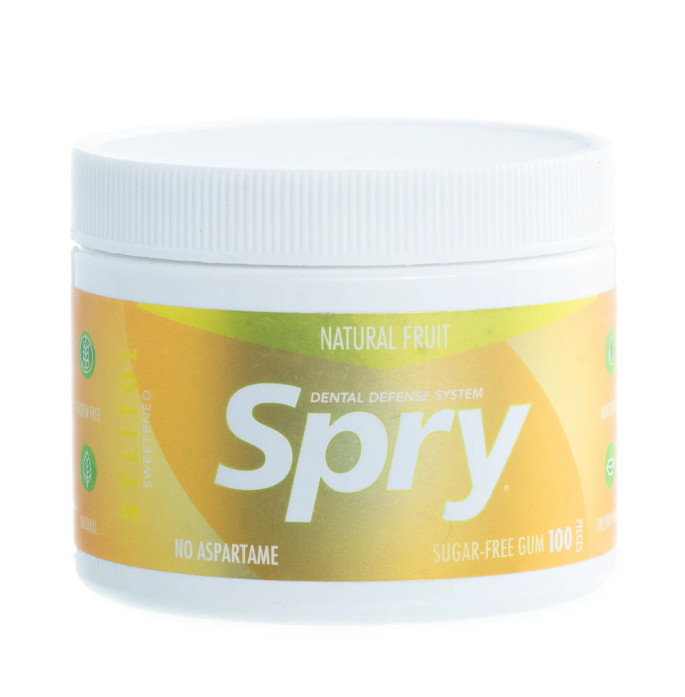Spry Dental Defense Sugar-Free Gum with Xylitol Natural Fruit -- 100 Pieces