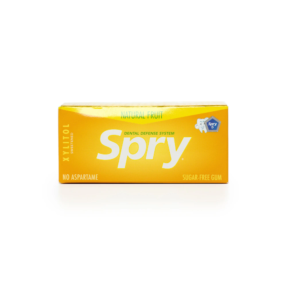 Spry Dental Defense Sugar-Free Gum with Xylitol Natural Fruit -- 10 Pieces Each / 20 Pack