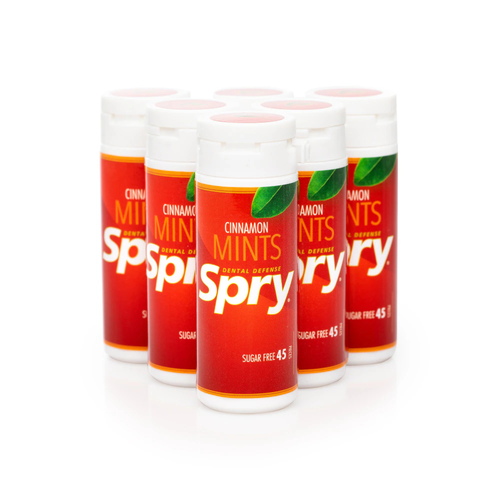 Spry Dental Defense Xylitol Mints Sugar-Free Cinnamon -- 45 Mints Each / 6 Pack