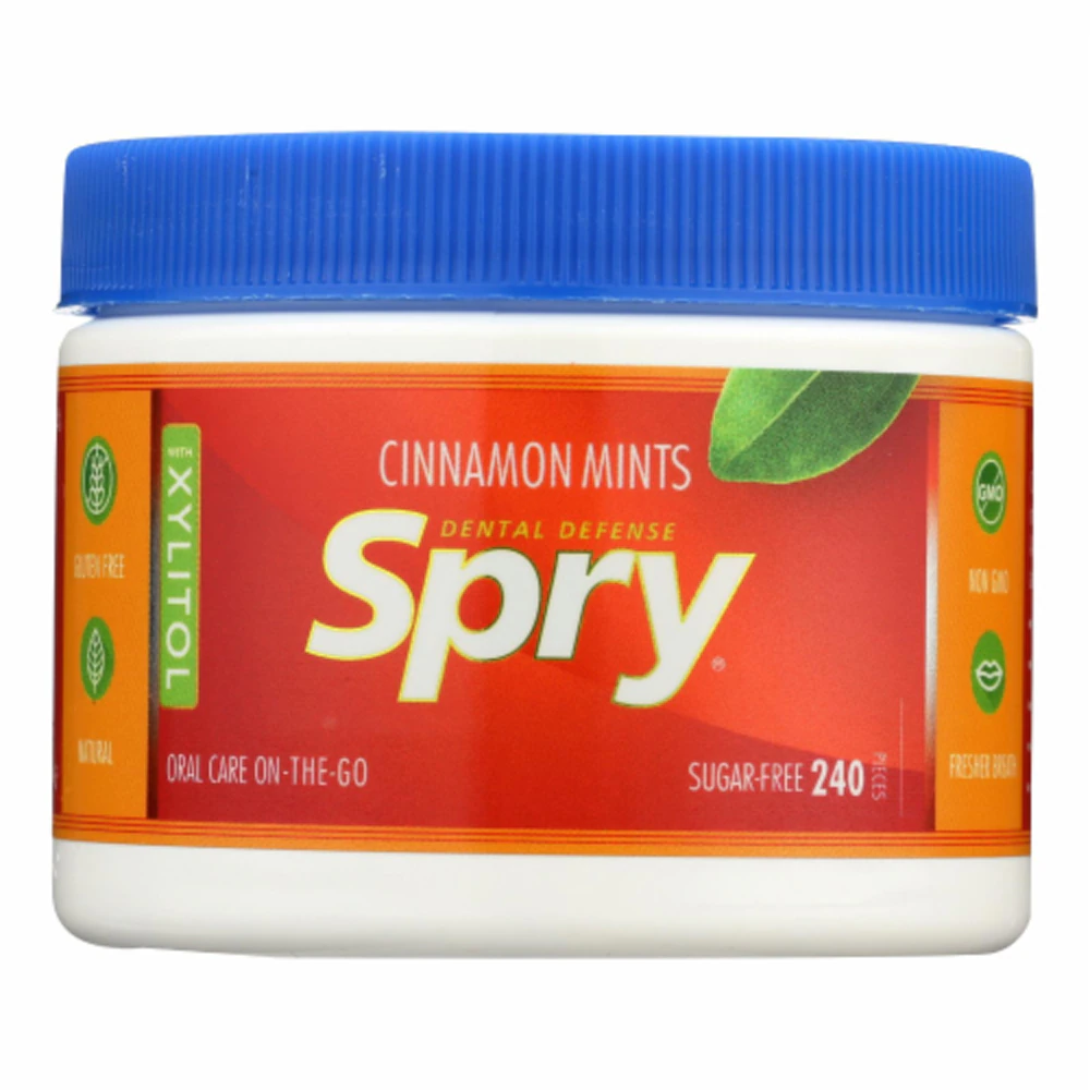 Spry Eental Defense Xylitol Mints Sugar-Free Cinnamon -- 240 Pieces