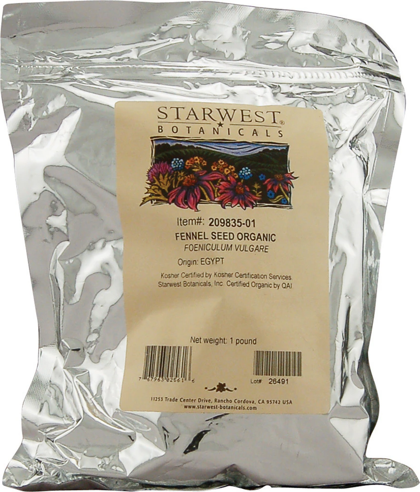 Starwest Botanicals Organic Fennel Seed Whole -- 1 lb