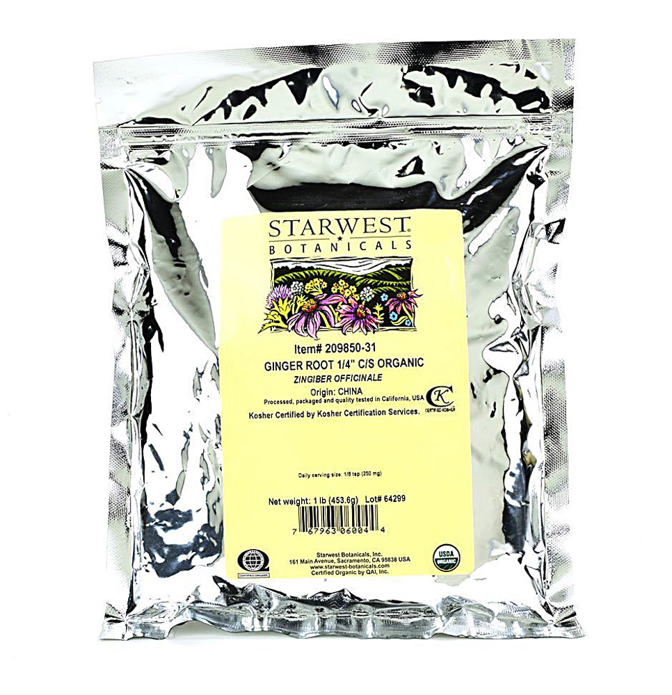 Starwest Botanicals Organic Ginger Root 1/4" Cut and Sifted -- 1 lb