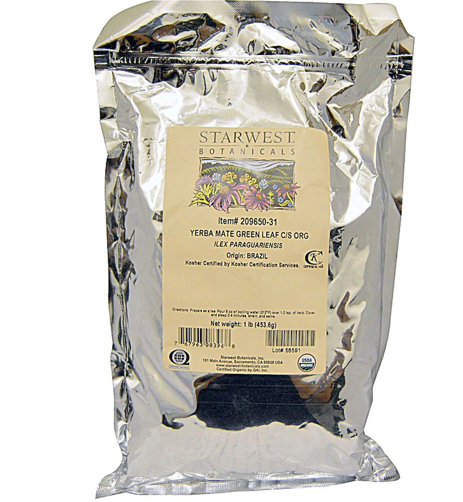 Starwest Botanicals Organic Yerba Mate Green Leaf Cut and Sifted -- 1 lb