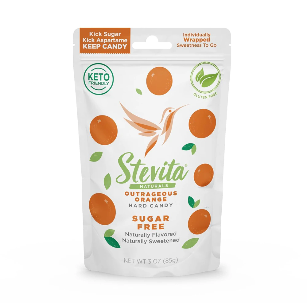 Stevita Naturals Keto Hard Candy Sugar-Free Outrageous Orange -- 3 oz Pouch