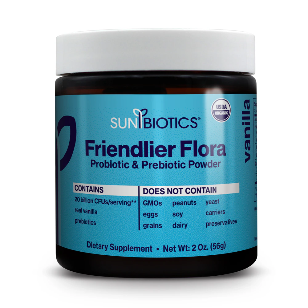 Sunbiotics Potent Probiotics with Organic Prebiotics Powder Vanilla -- 20 billion cells - 2 oz