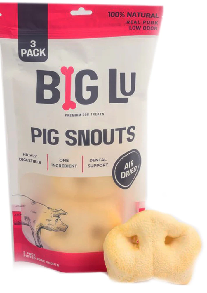 Big Lu Natural Dog Treats Puffed Pig Snouts Air Dried -- 3 Pack