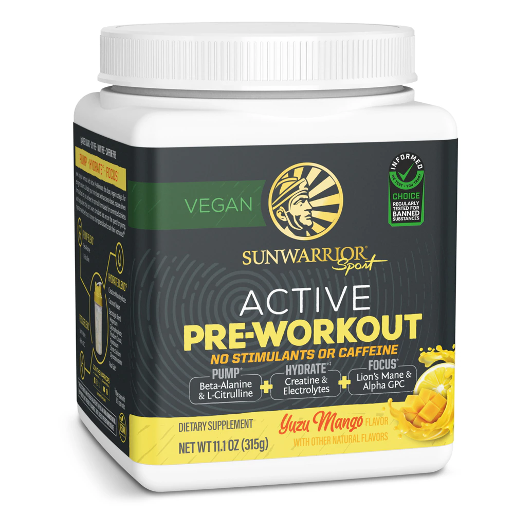 Sunwarrior Sport Active Pre-Workout - No Stimulants or Caffeine Yuzu Mango -- 30 Servings
