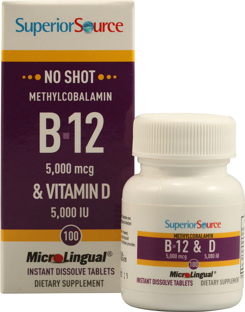 Superior Source No Shot B-12 5000 mcg & Vitamin D 5000 IU -- 100 Instant Dissolve Tablets