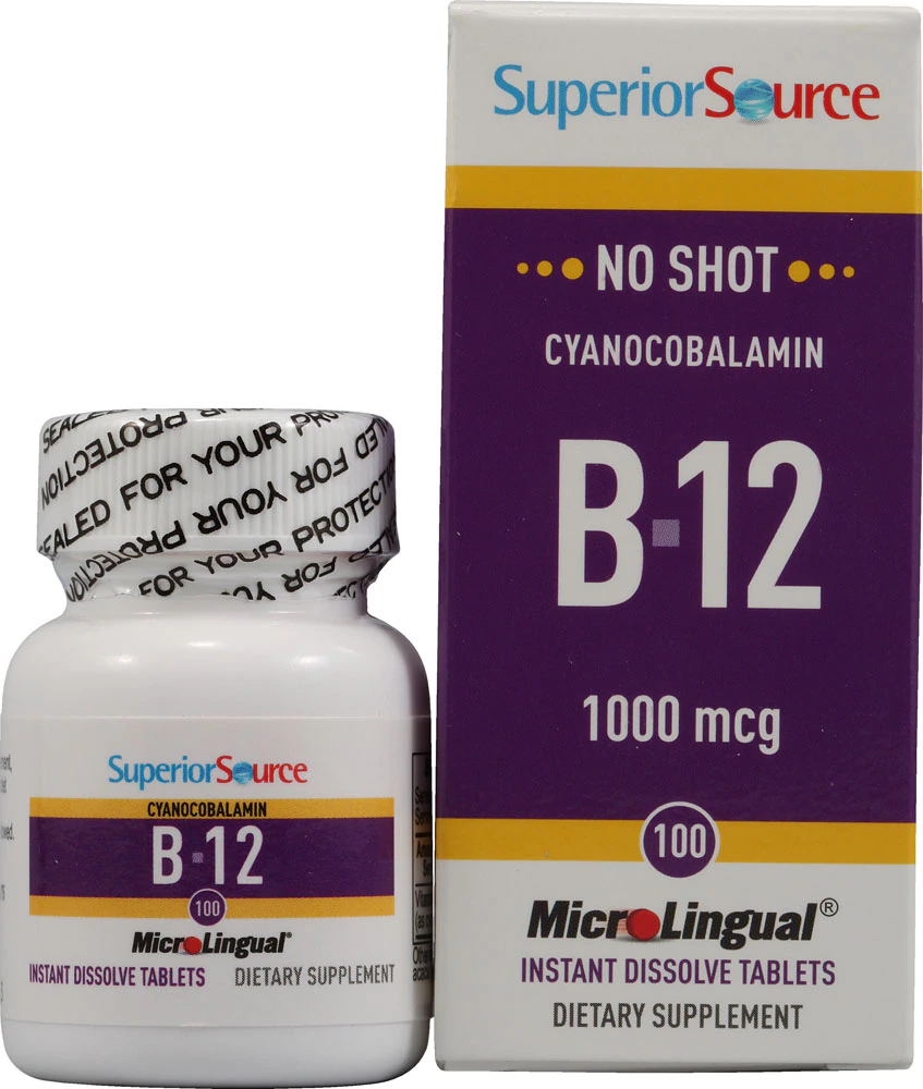 Superior Source No Shot B-12 Cyanocobalamin -- 1000 mcg - 100 Instant Dissolve Tablets