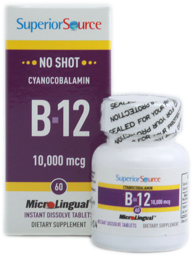 Superior Source No Shot B-12 Cyanocobalamin -- 10000 mcg - 60 Tablets