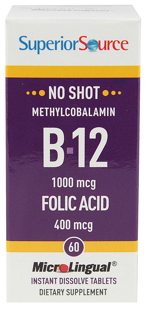 Superior Source No Shot B12 with Folic Acid -- 60 MicroLingual Tablets
