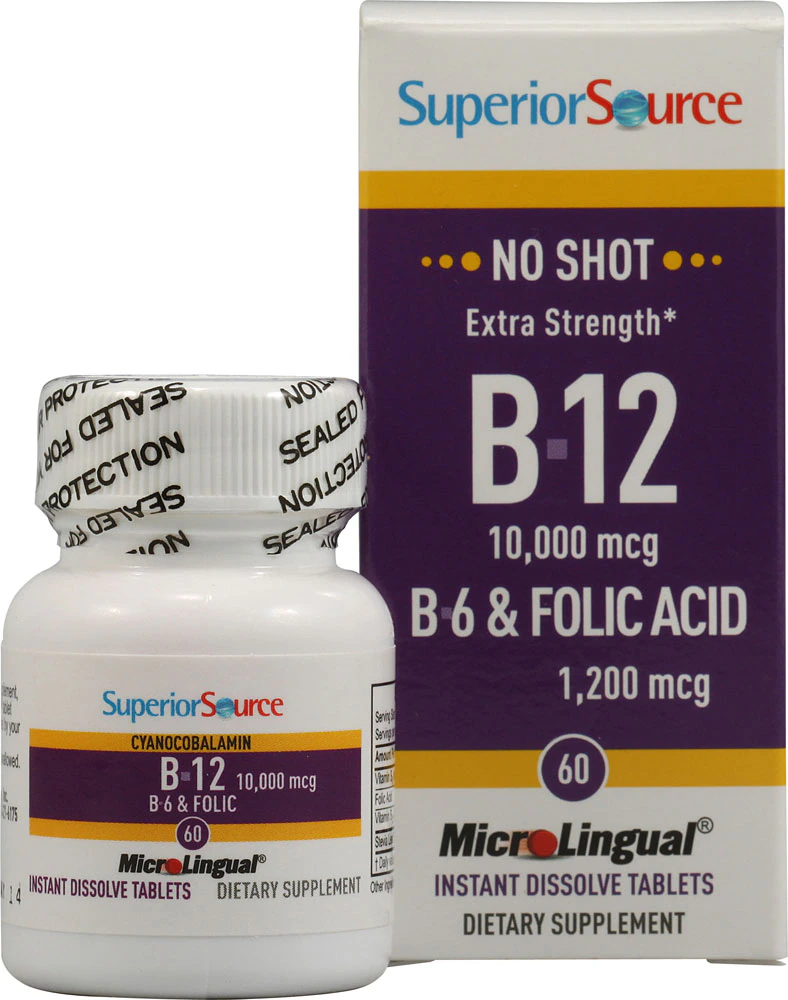 Superior Source No Shot Extra Strength B12 and B6 and Folic Acid -- 60 Instant Dissolve Tablets