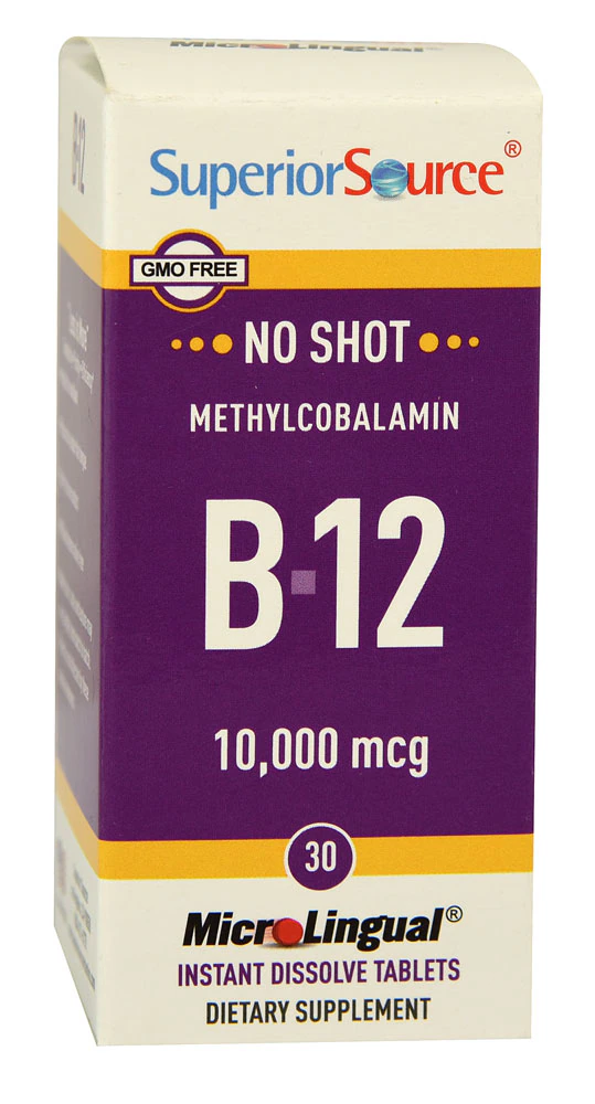 Superior Source No Shot Methylcobalamin B-12 -- 10000 mcg - 30 MicroLingual Tablets