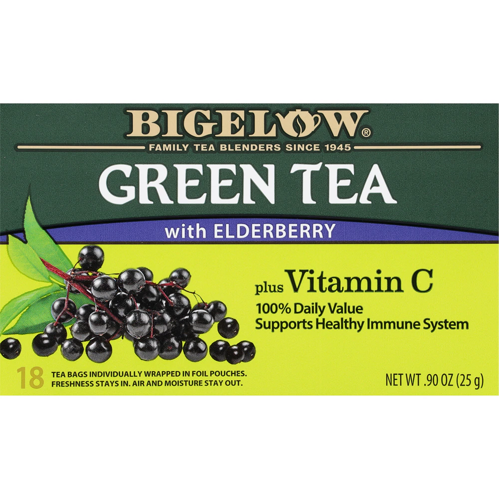 Bigelow Tea Green Tea with Elderberry Plus Vitamin C -- 18 Tea Bags