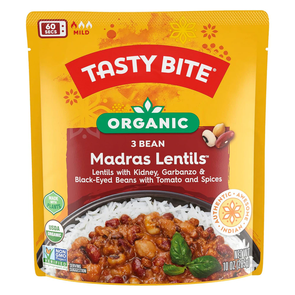 Tasty Bite Vegan Organic 3 Bean Madras Lentils -- 10 oz