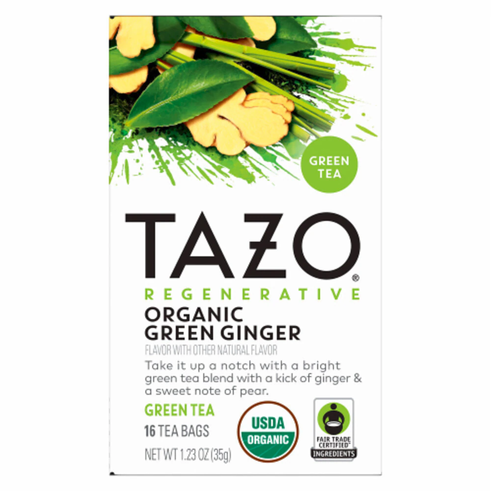 Tazo Organic Green Ginger Herbal Tea Bags -- 16 Tea Bags