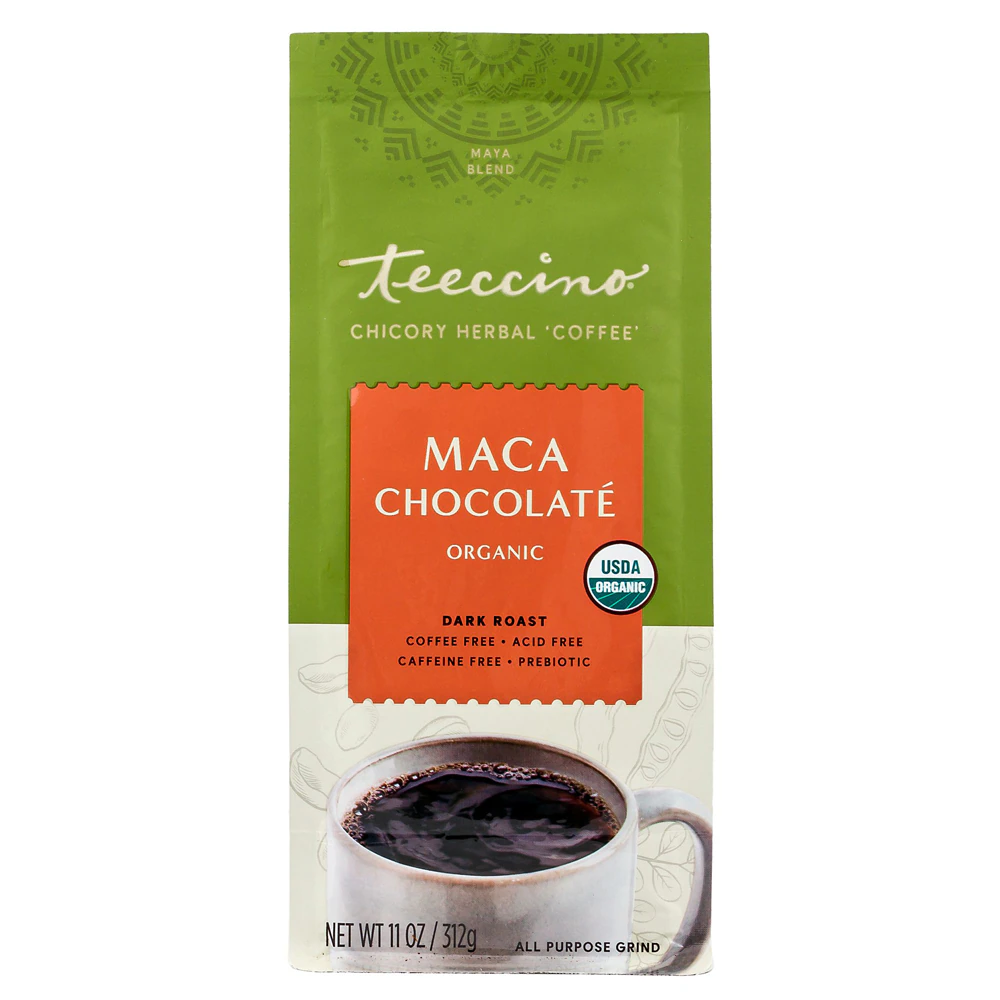 Teeccino Chicory Herbal 'Coffee' Alternative Organic Mediterranean Blend Maca Chocolate -- 11 oz