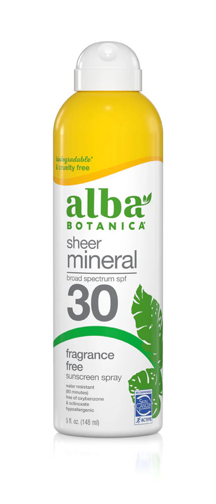 Alba Botanica Sheer Mineral SPF 30 Sunscreen Spray Fragrance Free -- 5 fl oz
