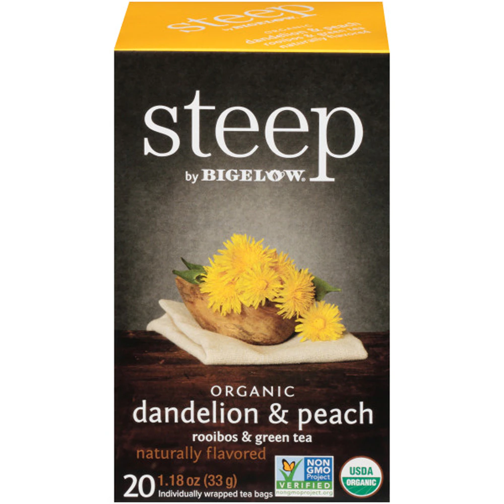 Bigelow Tea Steep Organic Rooibos & Green Tea Dandelion & Peach -- 20 Tea Bags