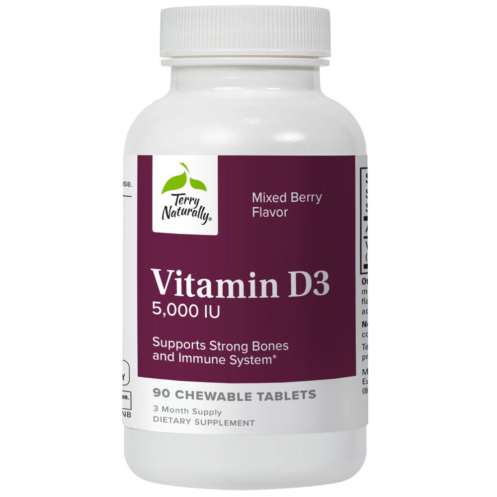Terry Naturally Vitamin D3 Mixed Berry -- 5000 IU - 90 Chewable Tablets