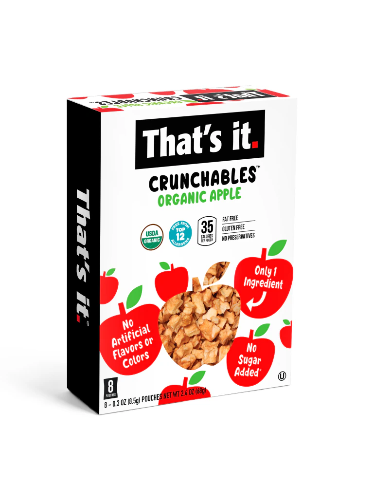 That's It Crunchables Organic Gluten Free Smart Apple -- 8 Pouches