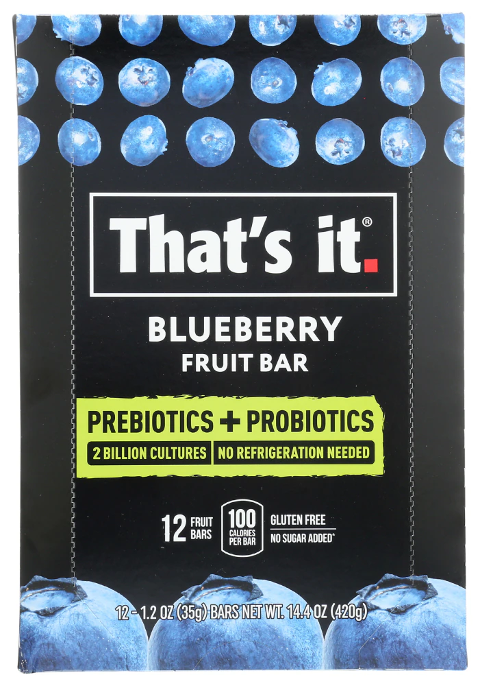 That's It Prebiotic & Probiotic Fruit Bars Blueberry -- 12 Bars