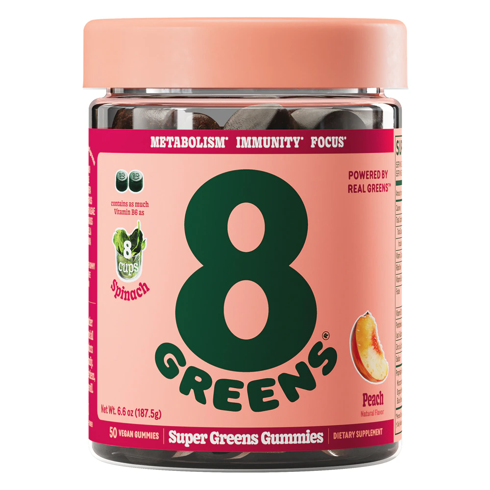 8Greens Daily Greens Dietary Supplement Peach -- 50 Gummies