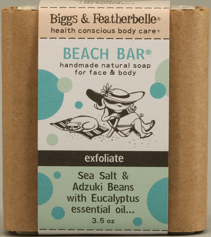 Biggs & Featherbelle Handmade Natural Soap Bar Beach Bar Sea Salt & Adzuki Bean -- 3.5 oz