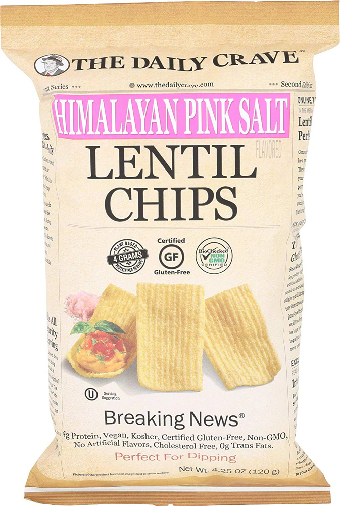The Daily Crave Lentil Chips Himalayan Pink Salt -- 4.25 oz