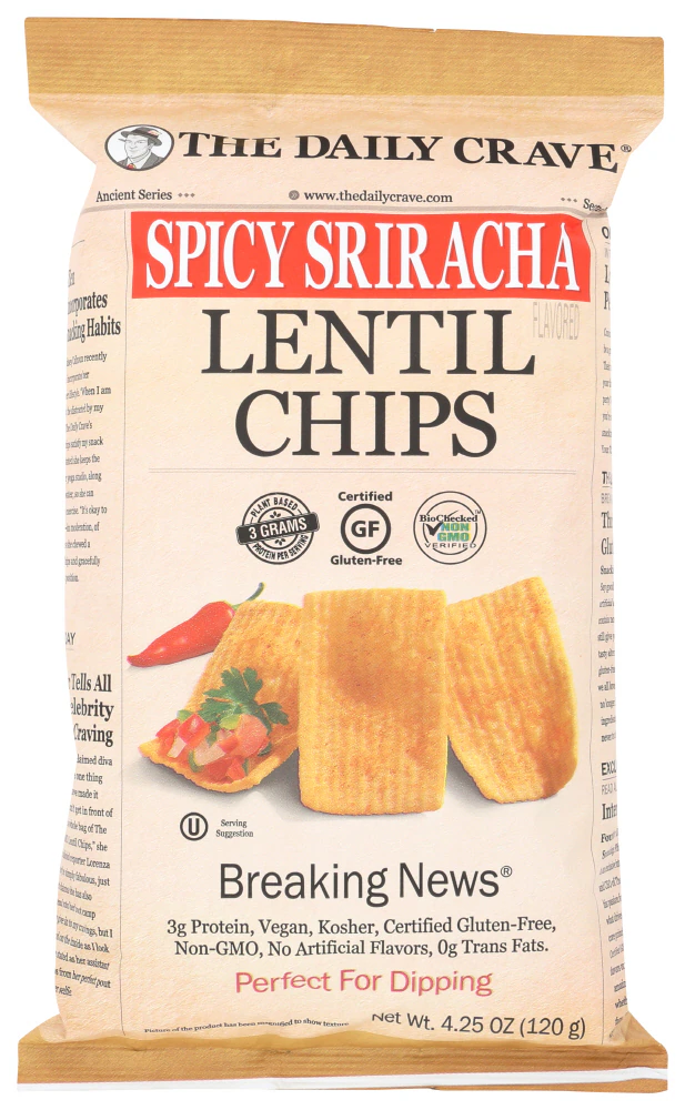 The Daily Crave Lentil Chips Spicy Sriracha -- 4.25 oz