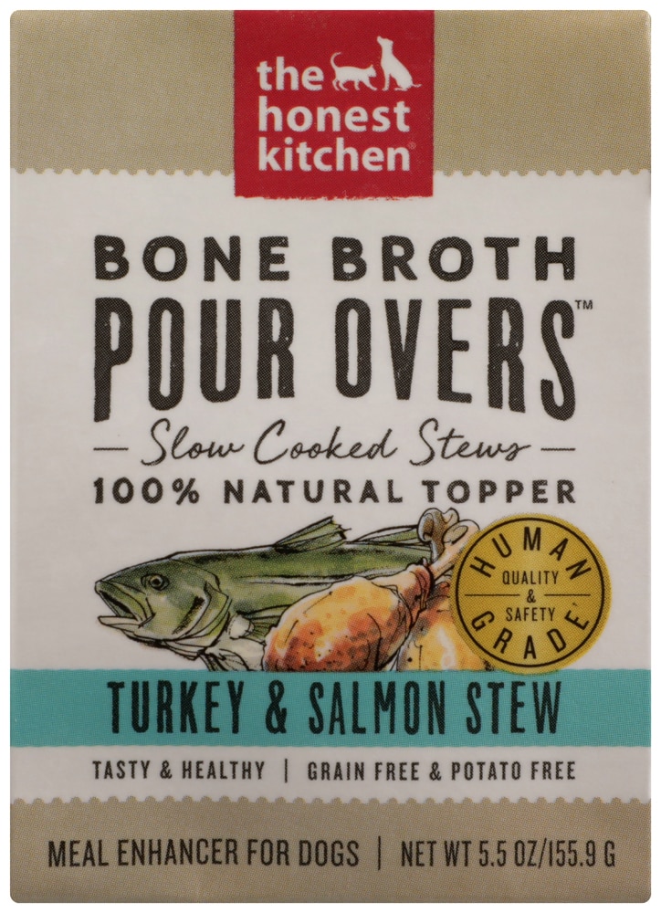 The Honest Kitchen Dog Food Topper Bone Broth Pour Overs Turkey & Salmon Stew -- 5.5 oz