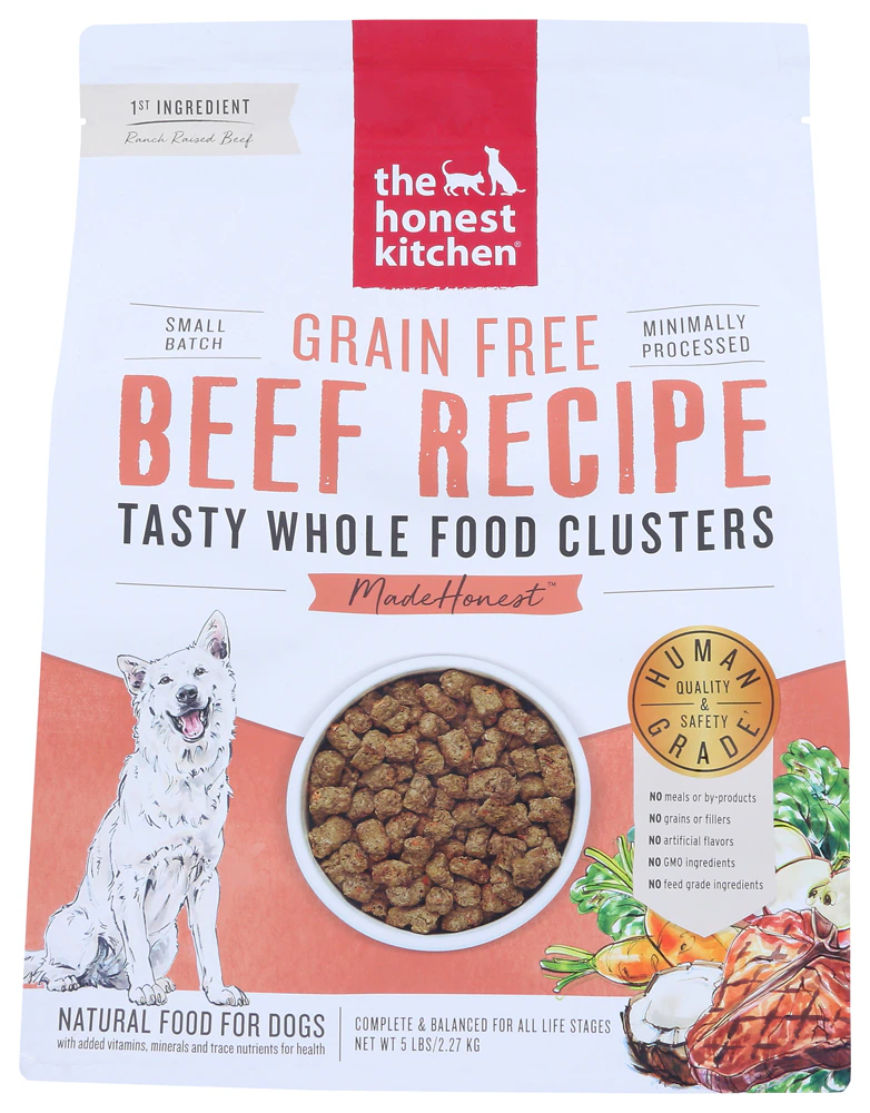 The Honest Kitchen Dry Dog Food Whole Food Clusters Grain Free Beef -- 5 lbs