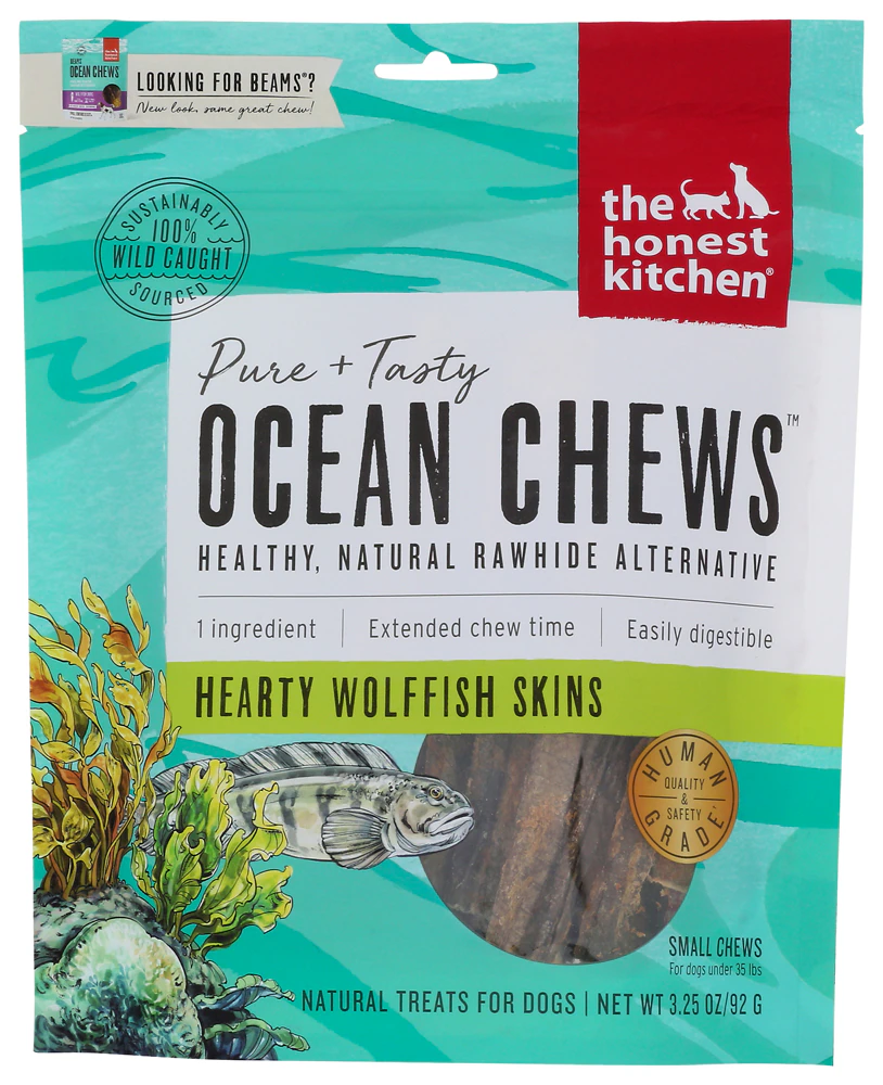 The Honest Kitchen Ocean Chews Hearty Skins Dog Treats Wolffish -- 3.25 oz