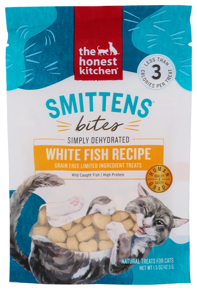 The Honest Kitchen Smittens Bites Heart-Shaped White Fish Cat Treats Bag -- 1.5 oz
