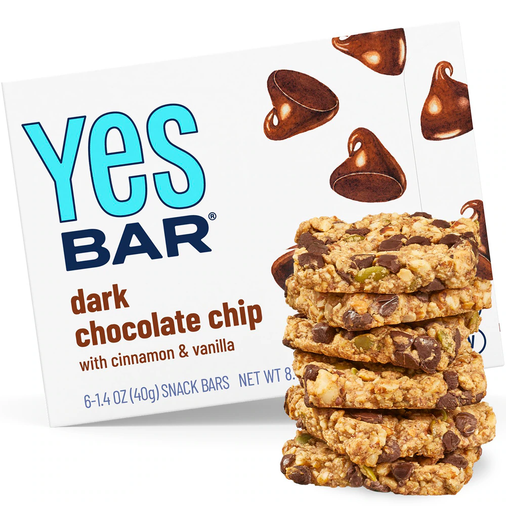 The YES Bar Vegan Gluten Free Real Food Low Sugar Paleo Snack Bar Dark Chocolate Chip -- 6 Bars