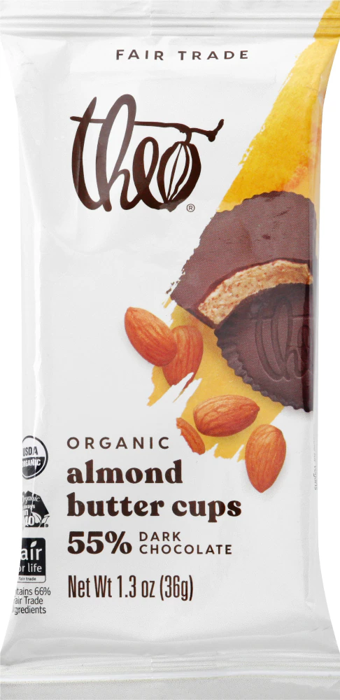 Theo Almond Butter Cups 55% Dark Chocolate Organic -- 1.3 oz