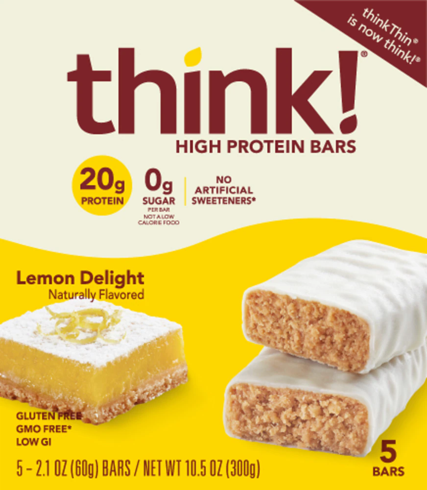 think! High Protein Bar Lemon Delight -- 5 Bars