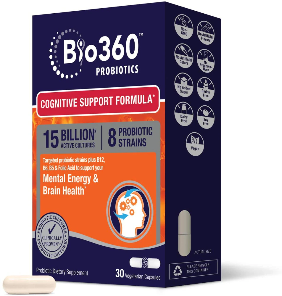 Bio360 Probiotics Cognitive Support Formula -- 30 Vegetarian Capsules