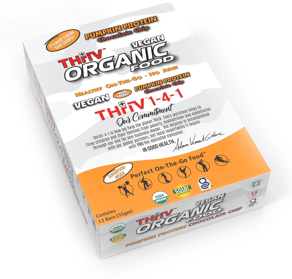 ThriV Organic Food Bar Pumpkin Protein Chocolate Chip -- 12 Bars