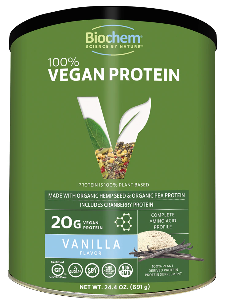 Biochem Sports 100% Vegan Protein Vanilla -- 24.4 oz