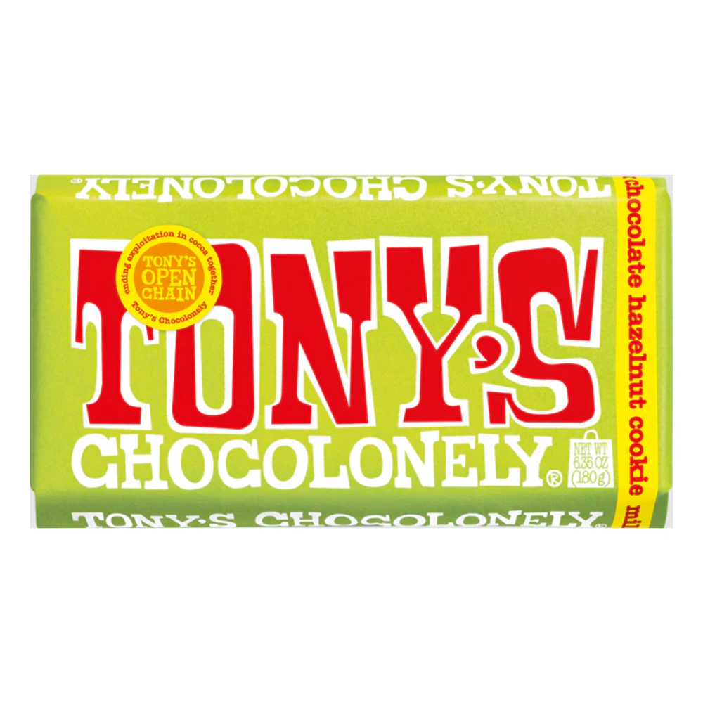 Tony's Chocolonely Bar 32% Milk Chocolate Hazelnut Cookie -- 6.35 oz