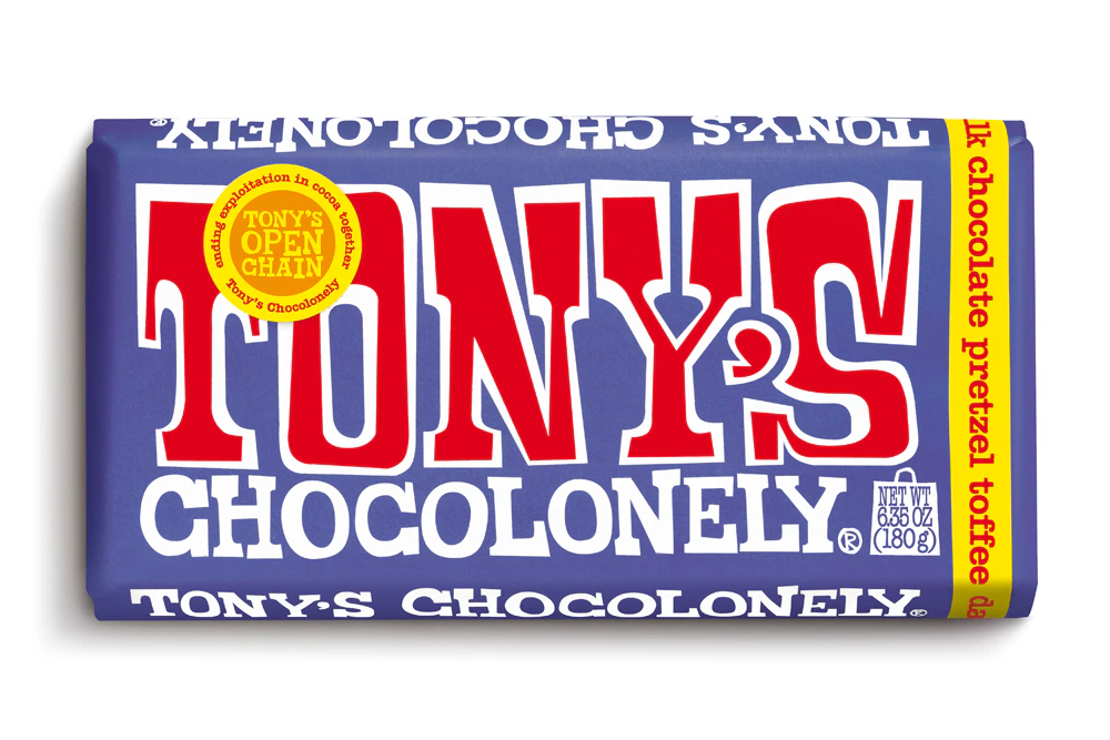 Tony's Chocolonely Dark Milk Chocolate Bar Pretzel Toffee -- 6.35 oz