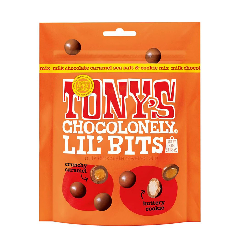 Tony's Chocolonely Lil' Bits Milk Chocolate Caramel Sea Salt & Cookie Mix -- 4 oz