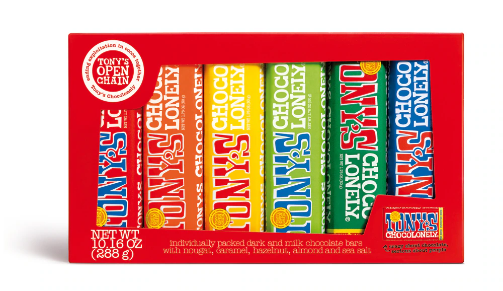 Tony's Chocolonely Rainbow Tasting Pack -- 6 Bars