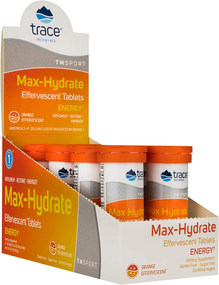 Trace Minerals Research Max-Hydrate Energy+ Orange -- 80 Tablets