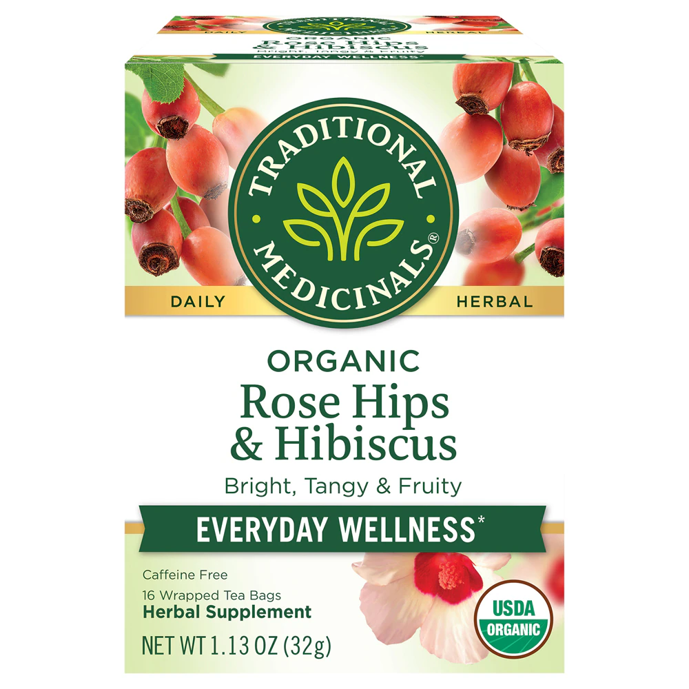 Traditional Medicinals Herbal Tea Organic Rose Hips & Hibiscus -- 16 Tea Bags